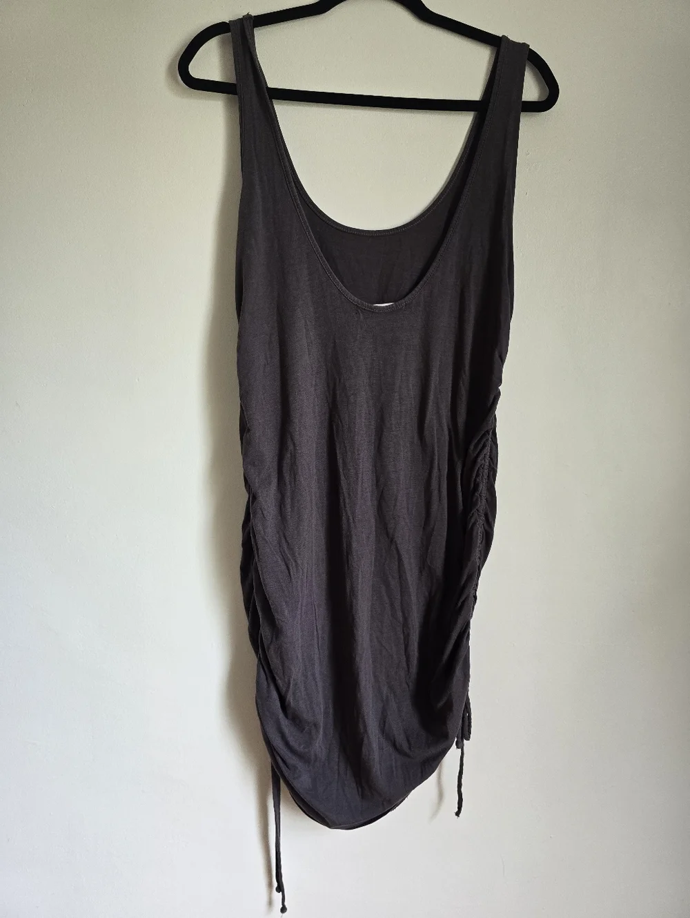Project Social T Charcoal Scoop Neck Ruched Tank Dress - Picture 5 of 7